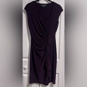 American Living Deep Purple Faux Wrap Midi Dress